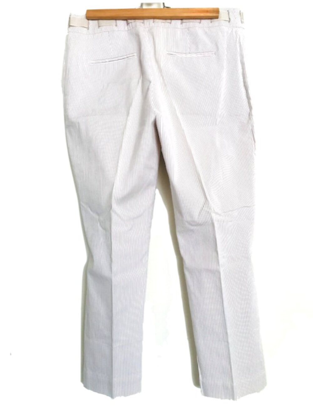 2/$29 INC ribbon waist cropped capri size 8 tan white pinstriped pants - Picture 11 of 12